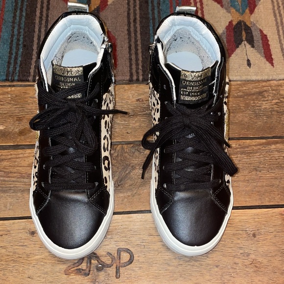 Vintage Havana black/leopard print hightop sneaker sz 9 women’s - Picture 3 of 12